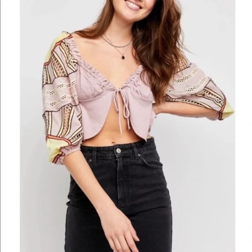 Boho Chic Women's Top with Patterned Sleeves